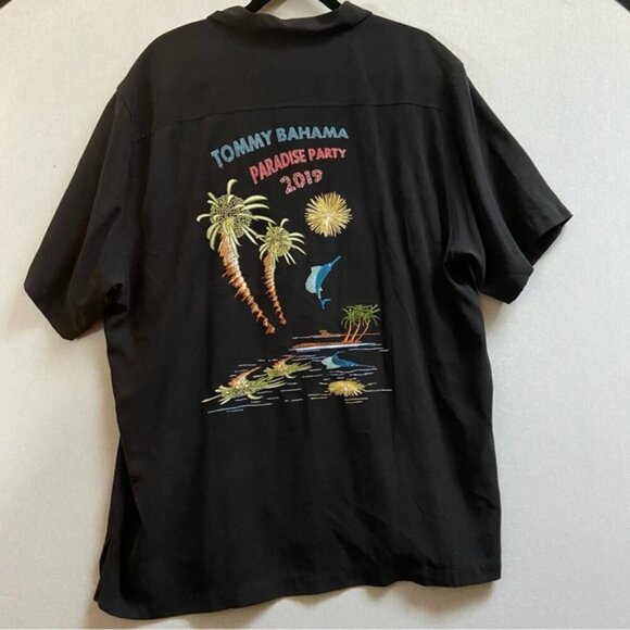Tommy Bahama silk Paradise Party 2019 embroidered short sleeves button up Sz XL - Picture 1 of 9
